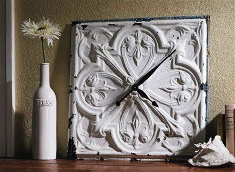 The plastic tiles come embossed in a number of different patterns. Clock made from tin ceiling tiles | plastic or faux tin ...