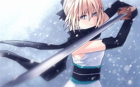 Sakura Saber Sword Fate Grand Order Okita Souji Warrior Fate