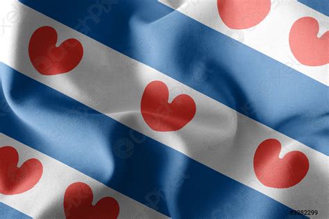 3d Illustratie Vlag Van Friesland Is Een Regio Van Nederlands