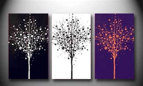 2018 Abstract Tree Black White Purple Oil Painting Canvas
