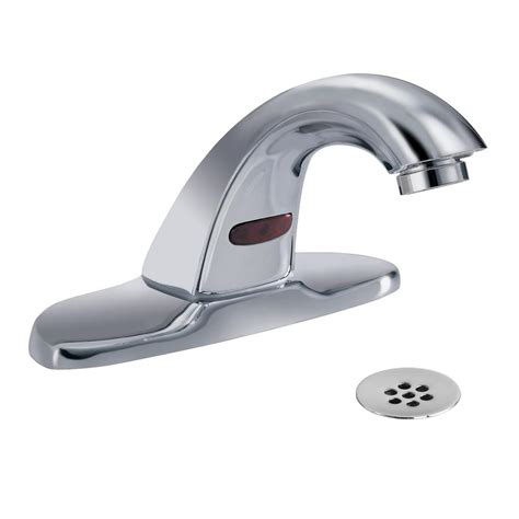 Simply turn the water on by placing your hands under the faucet. Delta Commercial Battery-Powered Single Hole Touchless ...