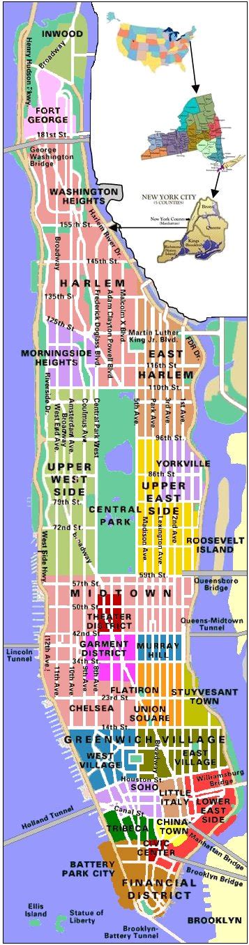 New York County New York Manhattan Manhattan Map New York City