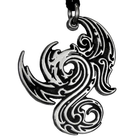 Pewter Gothic Dragon Pendant Renaissance Jewelry Necklace