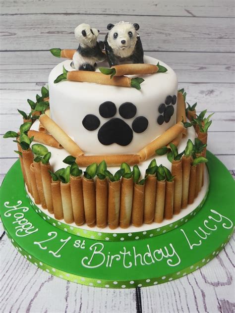 Crafty Cakes Exeter Uk Panda Bears And Bamboo Shoots Cake