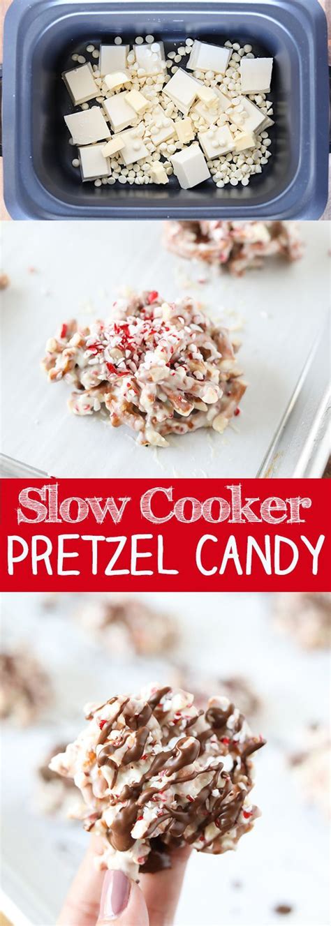 Slow Cooker White Chocolate Peppermint Pretzel Candy Recipe
