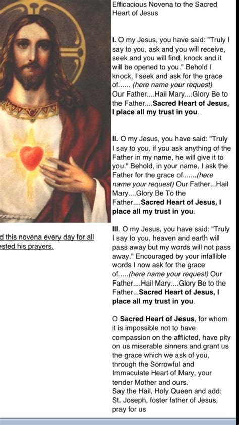 Novena To Sacred Heart Of Jesus Good Prayers Special Prayers