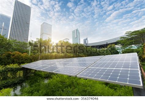 Solar Panels Park Modern City Stock Photo Edit Now 356374046