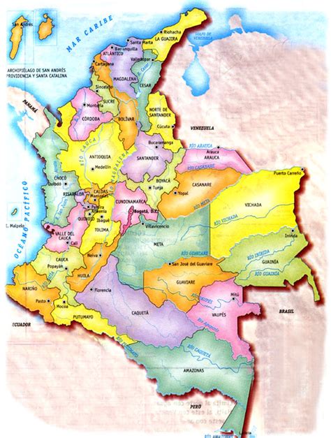 Mapa De Colombia Para Colorear Con Sus Departamentos Y Capitales Imagui