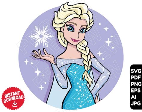 Elsa Frozen Svg Vector Cut File Clipart Disney Svg Frozen Etsy The