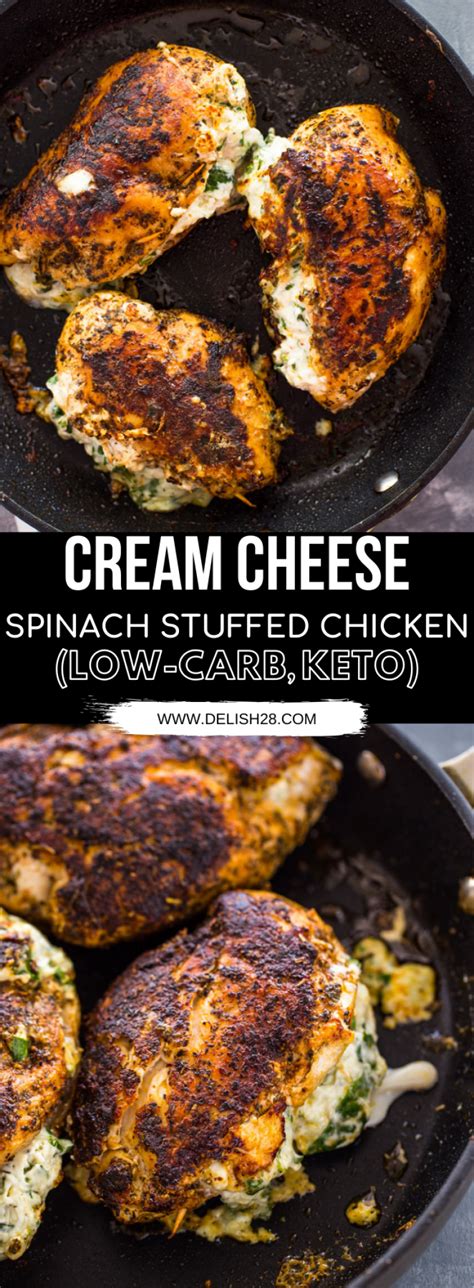 Cream Cheese Spinach Stuffed Chicken Low Carb Keto Delish28 Low