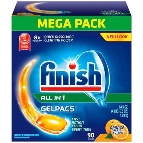 Finish Gelpacs Dishwasher Detergent Orange Scent 90 Count