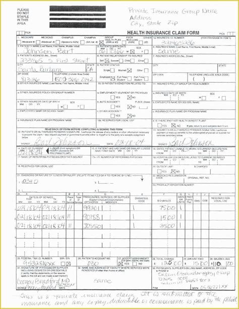 Cms 1500 Form Template Free Sample Example And Format Template