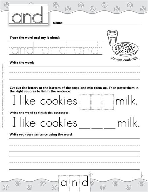 Scholastic 100 Write And Learn Sight Word Practice Pages