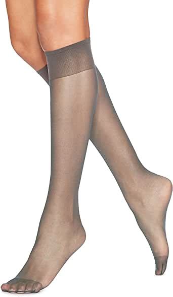 hanes hosiery silk reflections silky sheer reinforce toe knee high 775 town taupe one size