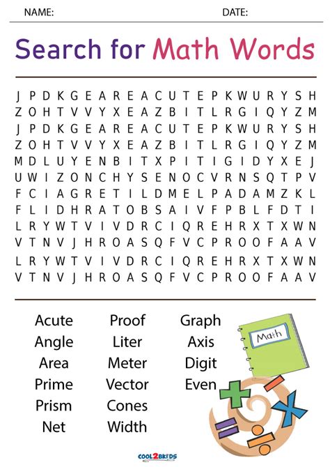 Math Word Search Monster Word Search Printable Math Word Search