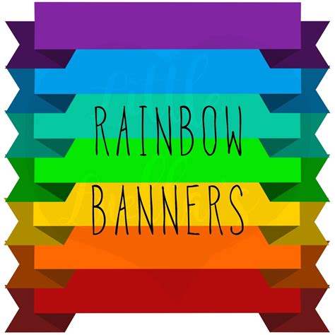 Rainbow Banners Clipart Rainbow Banners Invitation Clipart Etsy