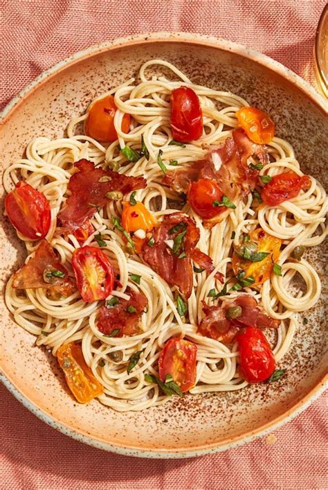 Capellini With Crispy Prosciutto And Blistered Tomatoes Recipe In 2022