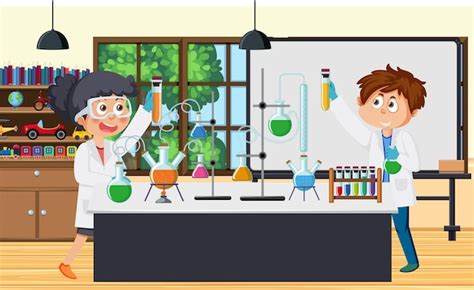 Premium Vector Student Doing Science Experiment In Laboratory
