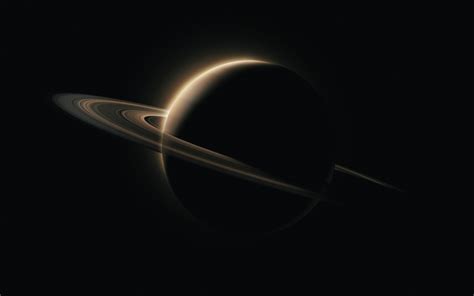 Download Wallpapers Saturn Darkness Digital Art Galaxy Brown Planet