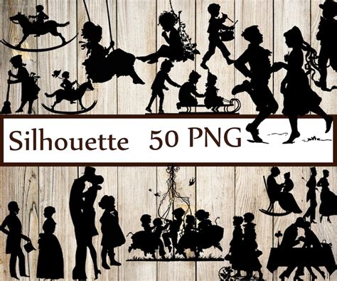 Vintage Silhouettes Clipart Silhouettes Clip Art Etsy