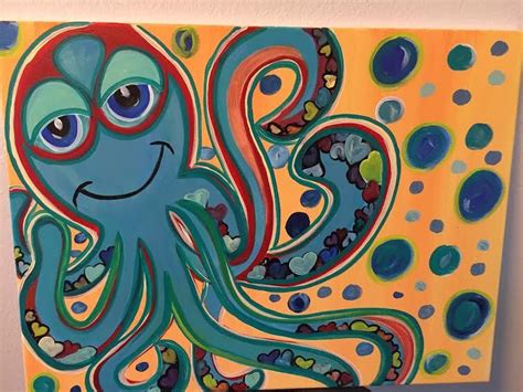 Whimsical Octopus Etsy Whimsical Heart Whimsical Painting