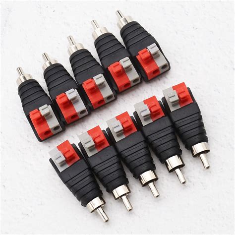 10x Male Female Plug Solderless Speaker Wire Cable To Audio Male Rca