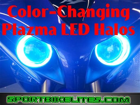 Sportbike Lites Color Changing Plazma Led Headlight Angel Eye Halo Ring