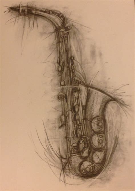 saxophone drawing pencil sketch colorful realistic art images drawing skill