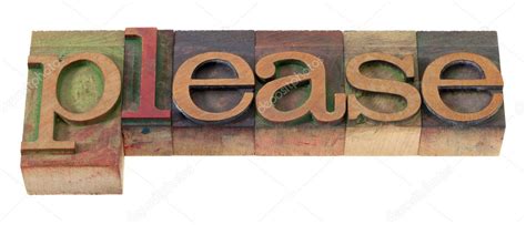 Please Word In Old Letterpress Type — Stock Photo © Pixelsaway 4608951