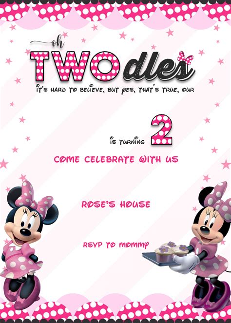 Minnie Mouse Invitation Templates Editable Docx File Download