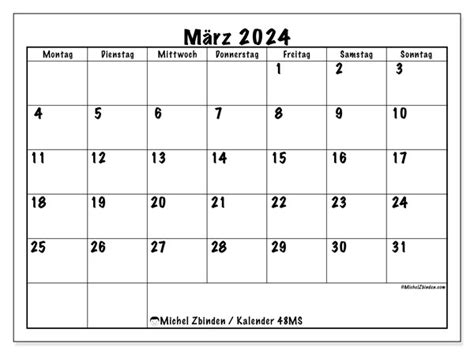 Kalender März 2024 Zum Ausdrucken “48ms” Michel Zbinden Lu