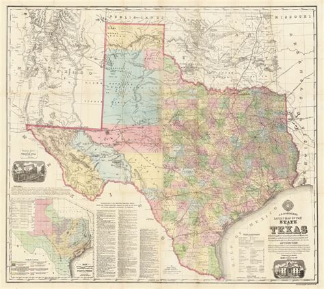 Landmark 1874 Map Of Texas By Anton Roessler Rare And Antique Maps