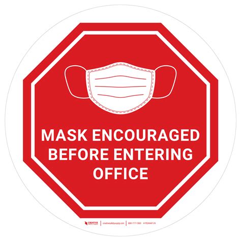 Mask Encouraged Before Entering Office Stop Floor Sign