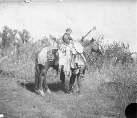 Young Crow Woman Wearing Elk Tooth Dress On Horse With Many Beaded