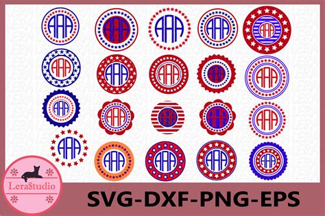 4th of July Svg, Circle Monogram Frames SVG, Fourth of July