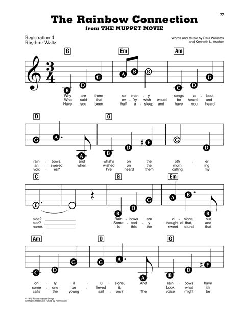 The Rainbow Connection Sheet Music Kermit The Frog E Z