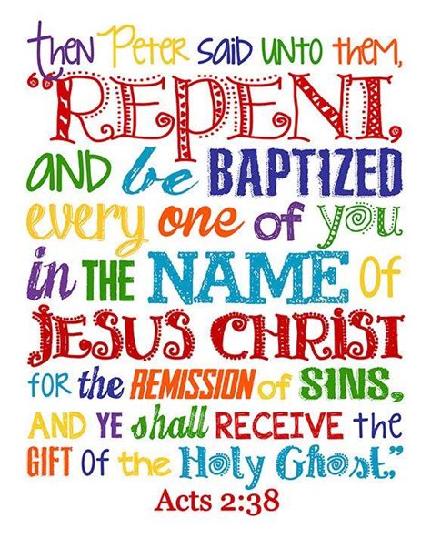Acts 238 Repent And Be Baptized Bible Verse Christian Decor