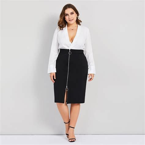 Women Pencil Skirt Black Sexy Office Lady Casual Plus Size 4xl Plain