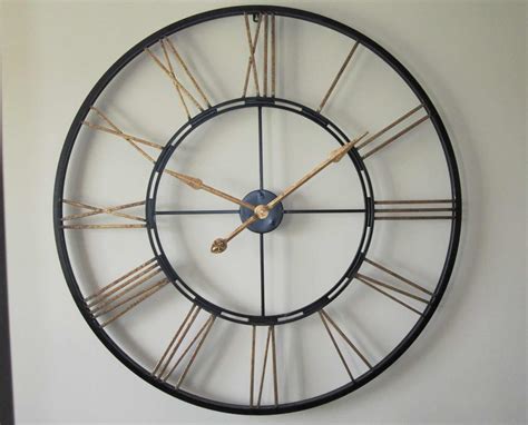 Extra Large Metal Skeleton Wall Clock With Gold Numerals Uk