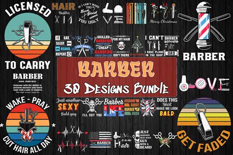 Barber Bundle Svg 30 Designs Graphic By Pecgine · Creative Fabrica