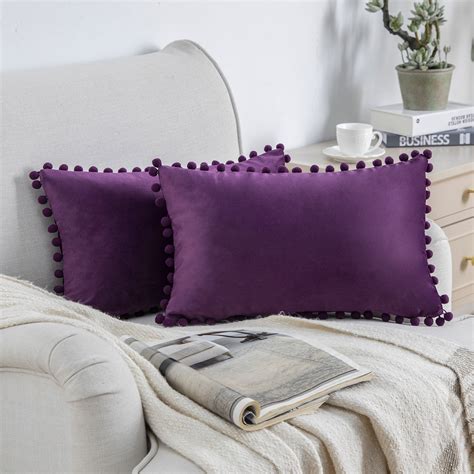 Phantoscope Pom Pom Velvet Series Decorative Throw Pillow 12 X 20