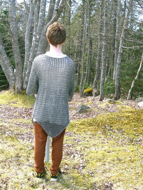 Hand Knit Faux Chain Mail Shirt With Pointed Hem Mid Thigh Etsy