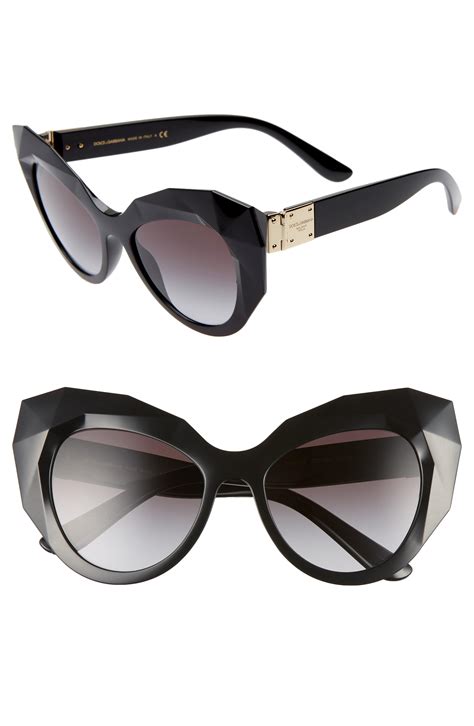 Lyst Dolce And Gabbana 54mm Gradient Beveled Cat Eye Sunglasses In Black