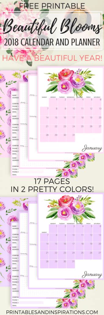 Free Floral Calendar For 2018 Beautiful Blooms For A Beautiful Year