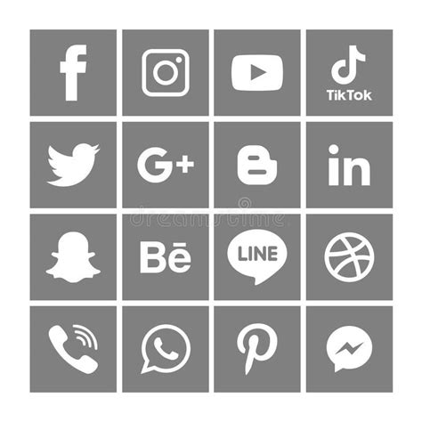 Gray Social Media Icons Set Logo Vector Illustrator Background With