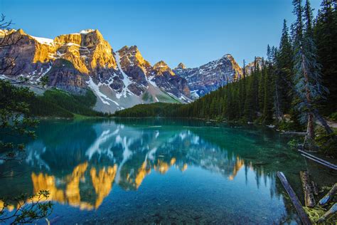 Mountain Forest Lake Reflection Morning Wallpaper