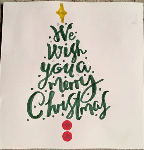Merry Christmas Tree Calligraphy Card Calligraphy Cards Xmas Cards