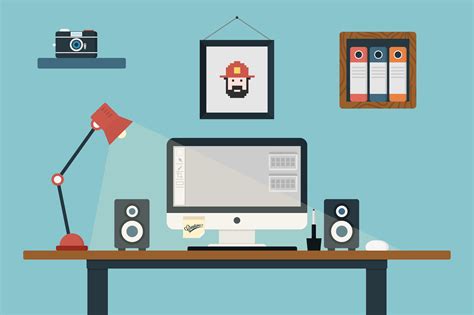 Flat Design Office Desk Illustrations On Creative Market
