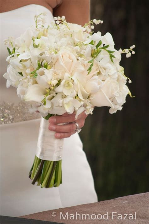 Glamorous Bridal Bouquet Featuring Cream Roses White Roses White