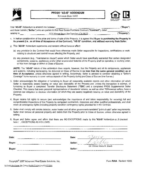 Repair Addendum Example Fill Out And Sign Printable P